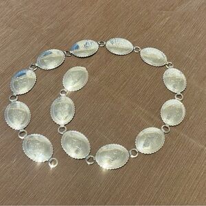 Southwestern Style Concho Link Belt, Ovals Stamped Design 36"